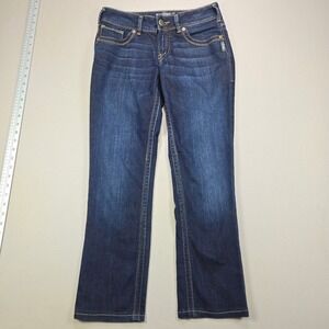Silver Jeans Co Womens Suki Bootcut Dark‎ Wash Jeans embroidered pockets W27 L32